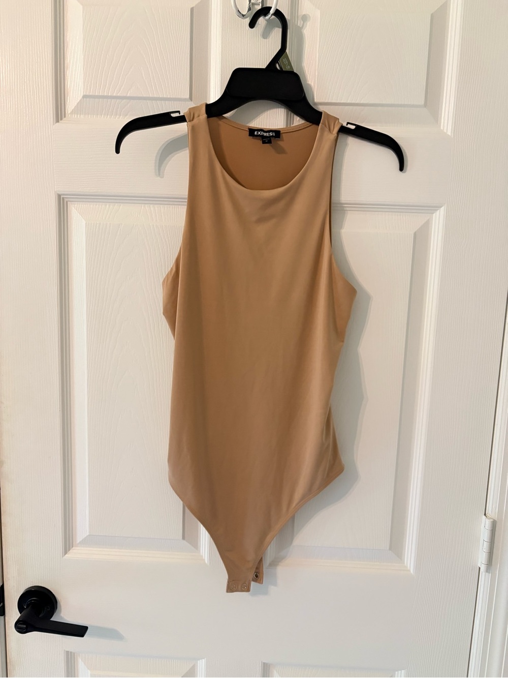 Express Sleeveless Scoop Neck Bodysuit — Tan